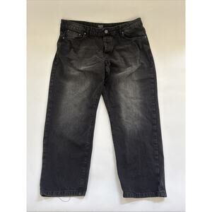 Boohoo‎ Jeans Men’s 40x34 Black Denim Pants Distressed Skater BUTTON FLY